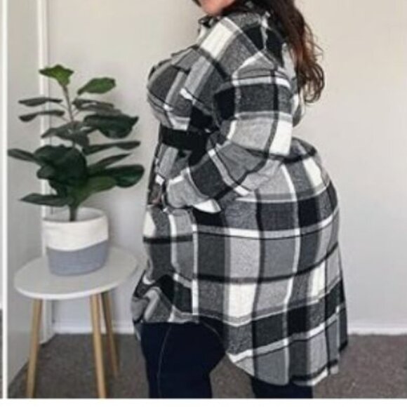 SHACKET WOMEN'S PLAID LONG SLEEVE SHIRT SHACKET - Picture 5 of 5